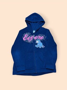 Vintage Disney Eeyore Zip Up Fleece Hoodie Y2K 2000s Women’s XL Vtg